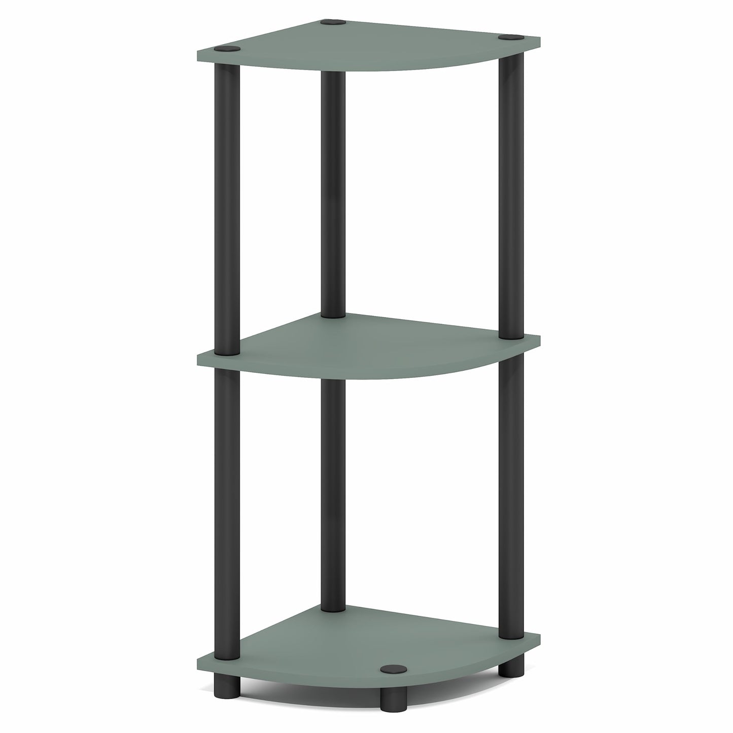 Furinno Turn-N-Tube Corner Shelf, 3-Tier Corner Bookshelf, Display Storage Shelves with Open Shelves, for Organization and Storage, Living Room, Home Office, Garage, Sage Green