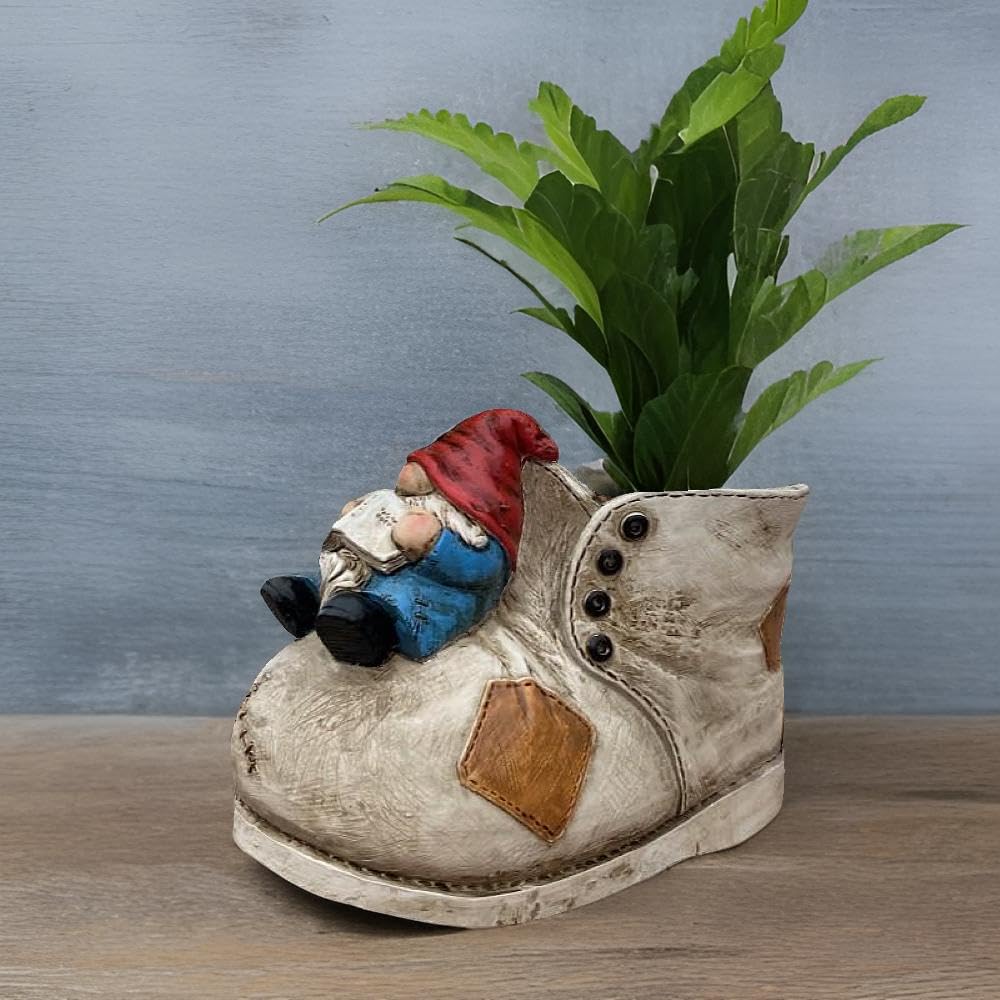wsmart Cute Planter Pot Suitable for Indoor and Outdoor, Small gnome Resin Succulent Plant Flower pots, Decorative Fun Flower pots with Drainage Holes, Ideal Home and Garden Decoration Gifts