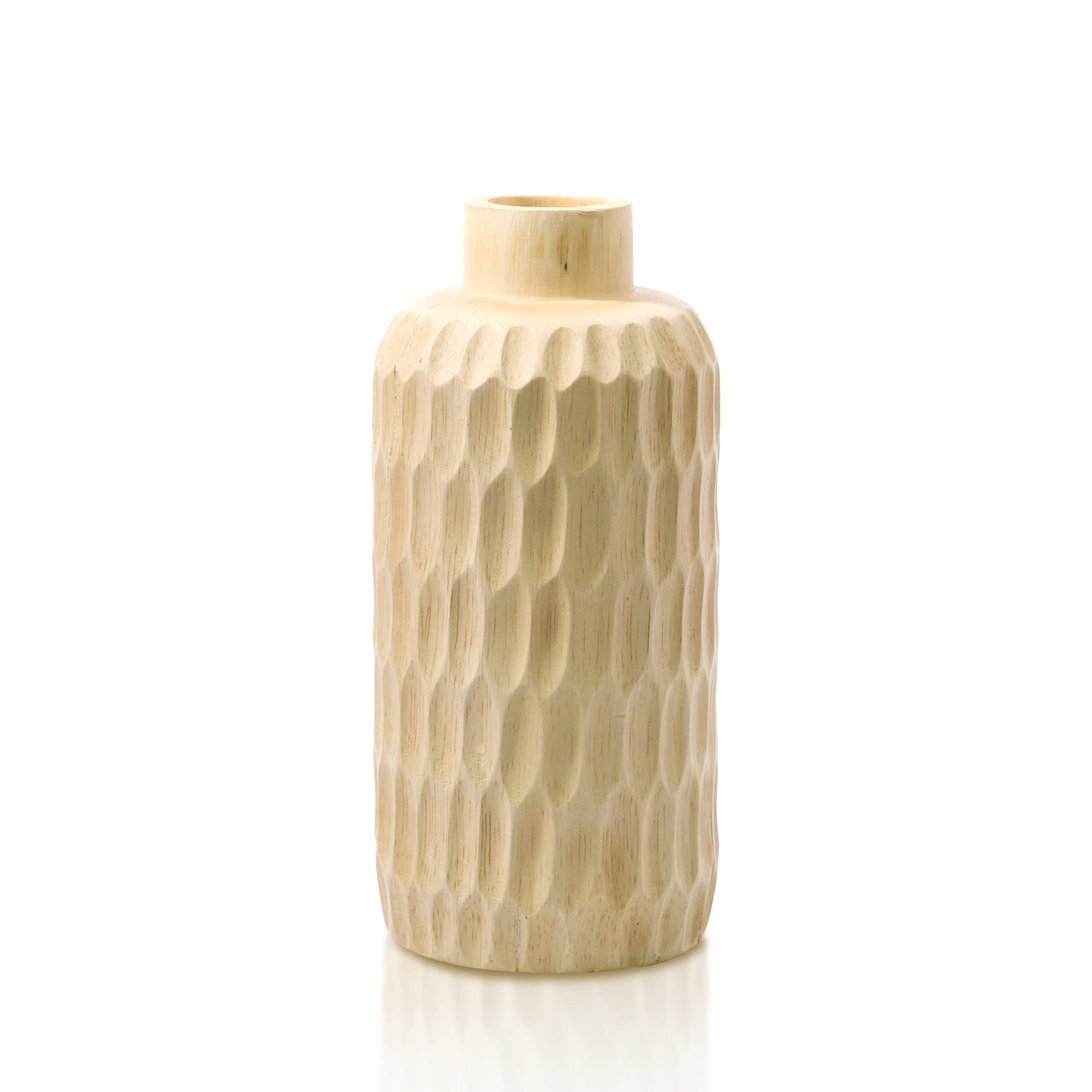 Aeravida Uniquely Etched Scales Light Brown Cylindrical Mango Tree Wooden Vase | Modern Flower Vase | Mango Tree Wooden Flower Vase | Handmade Home Office Table Vase| Flower Vases for Living Room