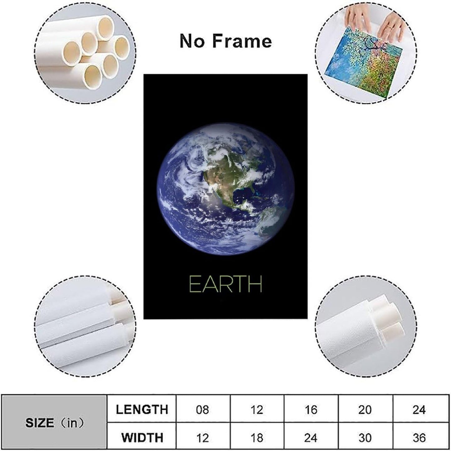 XIAOLOUTINYU Solar System Canvas Wall Art - Earth Planet Space Poster for Kids Room Bedroom Classroom, STEM Educational Astronomy Decor, Science Gift for Boys Girls Teens, 12x18 Inch Unframed