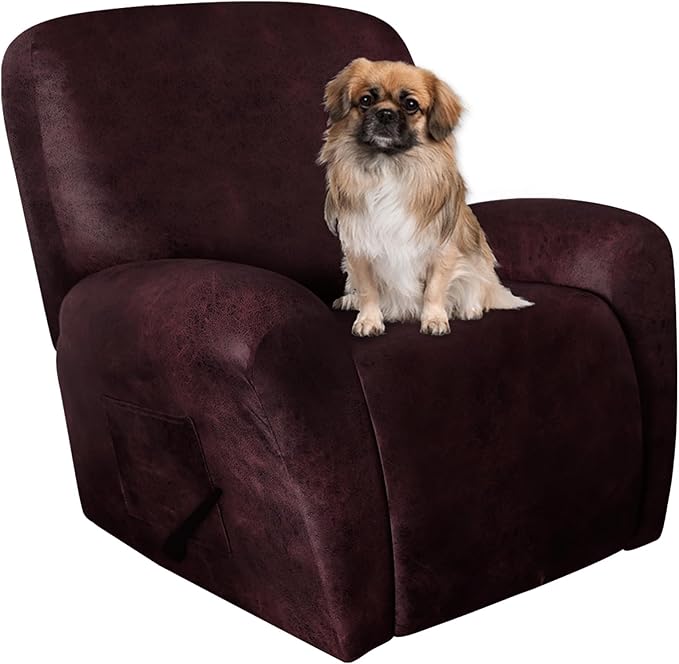 ANARACHON Leather Like Recliner Chair Covers Heavy Duty, 4 Pieces Recliner Cover