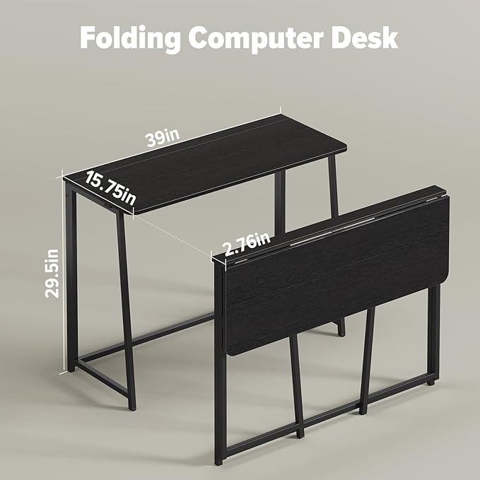 WOHOMO Folding Desk, 39.4" Narrow Writing Foldable Desk, Space-Saving Laptop