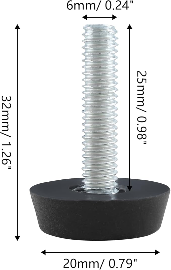 Zorfeter 30 Pcs Screw in Threaded Furniture Adjustable Levelers, M6 Leveling