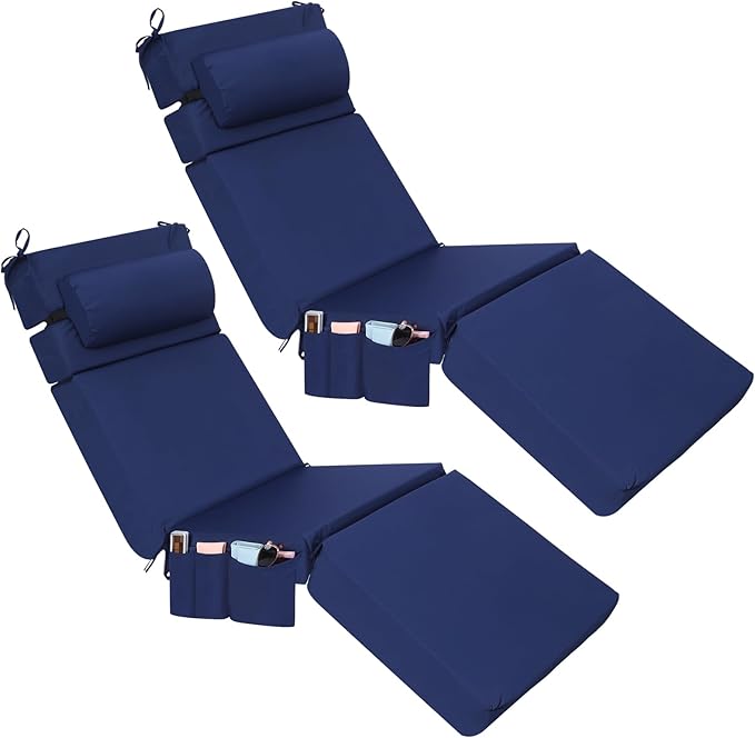 Wenqik 2 Pcs Outdoor Chaise Lounge Cushion