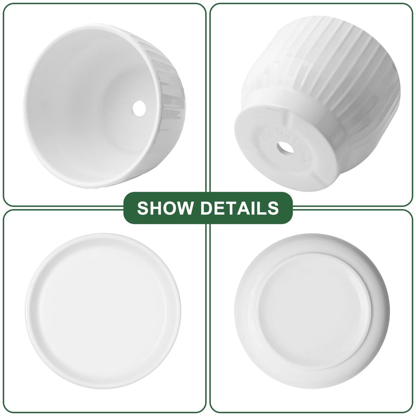 YUFDA Ceramic Plant Pots,6.7 + 5.5 Inch,Ceramic Flower Pots,Planters with Drainage Hole and Saucer,Planters for Indoor Plants(Pure White)