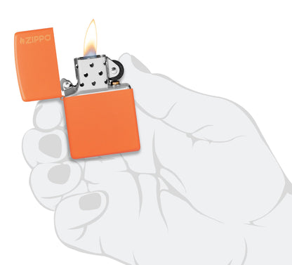 Zippo Classic Orange Matte with Logo Pocket Lighter
