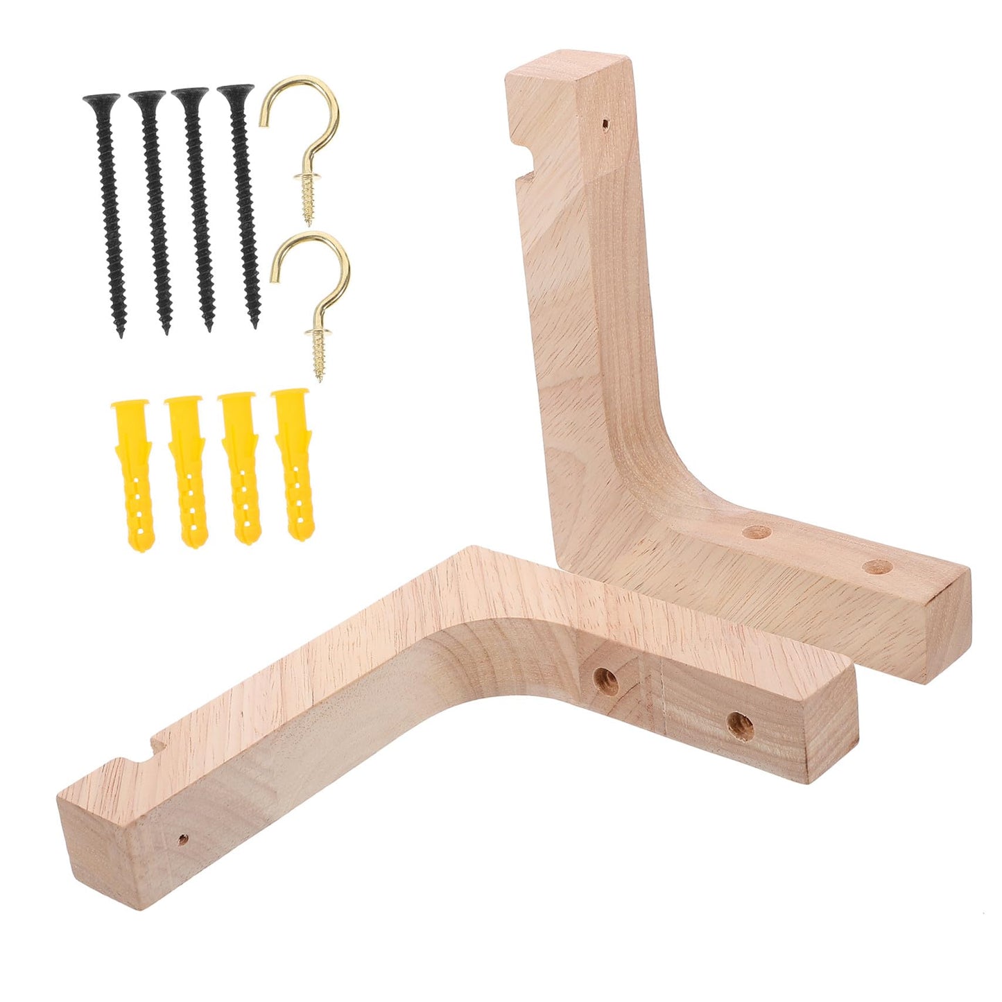 Yardenfun 2pcs Wooden Plant Hangers Heavy-Duty Wall Mount Hooks for Indoor and Outdoor Hanging Planters, Ceiling and Wall Brackets for Flowerpots, Natural Wood Finish