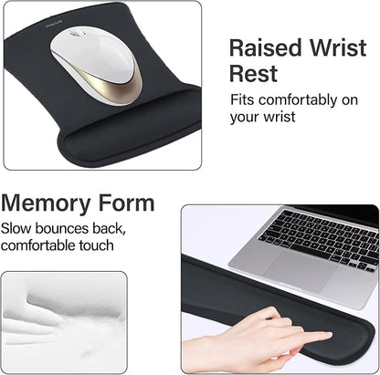 MOSISO Keyboard Mouse Pad Set, Large Gaming Mousepad&Keyboard Wrist Rest&Mouse Wrist Rest&Coaster, Ergonomic Non-Slip Mousepad&Easy Typing Cushion with Memory Foam for Home Office, Slate Gray