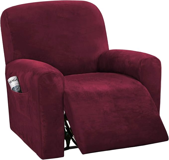 H.VERSAILTEX Velvet Stretch Recliner Couch Covers 4-Pieces Style Recliner Chair
