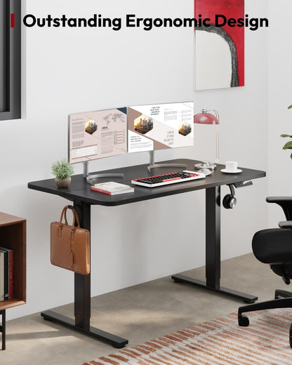 SANODESK Standing Desk Height Adjustable Electric Stand up Desk 48x24 Inches Sit Stand Home Office with Splice Board, Black Frame/Black Top