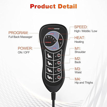 SLOTHMORE Back Massager for Chair with Heat, Chair Massager Pad for Recliner with 8 Vibration, Seat Cushion for Seniors, Office Workers & Family, Fatigue & Pain Relief in Office, Home & Travel