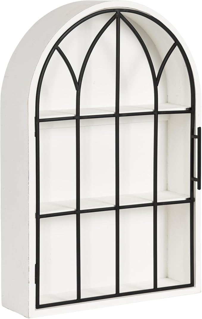 Kate and Laurel Megara Decorative Wooden Hanging Arched Wall Cabinet