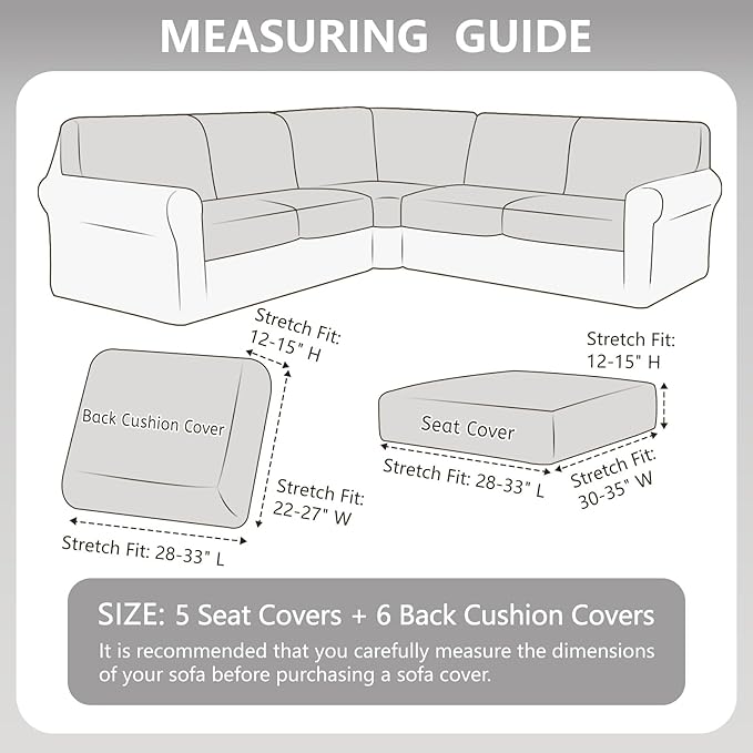 Arfntevss Sectional Couch Covers Slipcovers L Shape Couch Cushion Covers Fitted