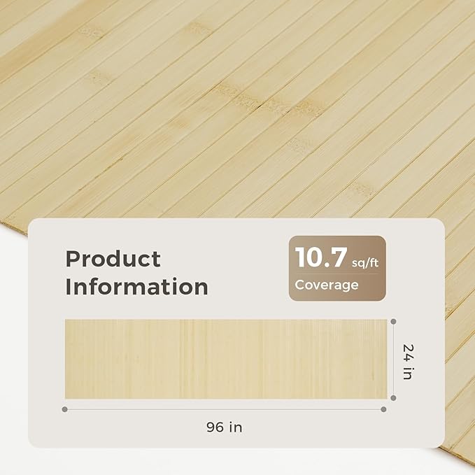 OUZUGIE 1 Pack 96x24 Inch Natural Bamboo Wall Panel – Raw Pole Wrap Paneling