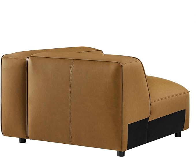Modway Auren Vegan Leather Right Modular Armchair in Camel