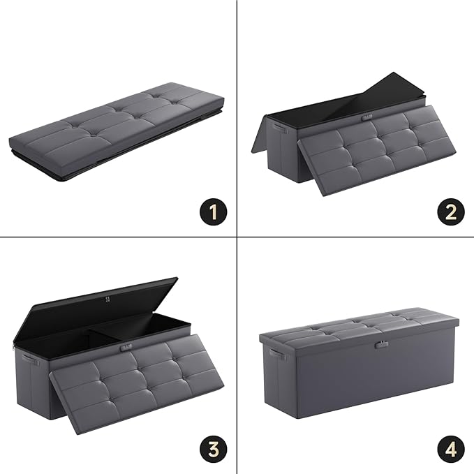 DocSafe Storage Ottoman Bench, Fireproof＆Waterproof Folding Bench