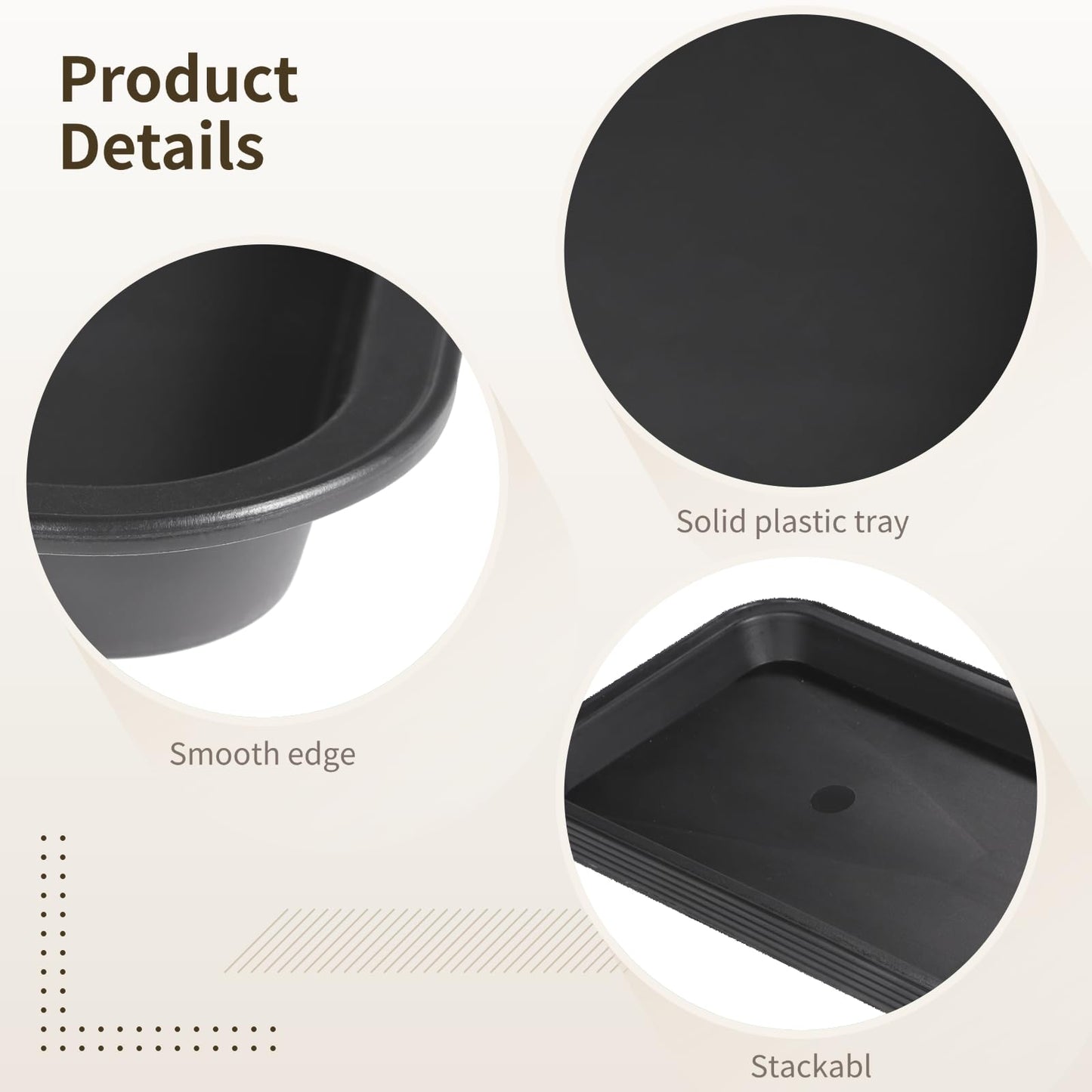 OMISTAR 5 Pcs Plastic Plant Drip Trays 16 Inch, Rectangular Plant Saucer, Black Saucer Pans with Small Digging Tool for Indoors Outdoors, 15.7 x 5.9 x 0.7 Inch