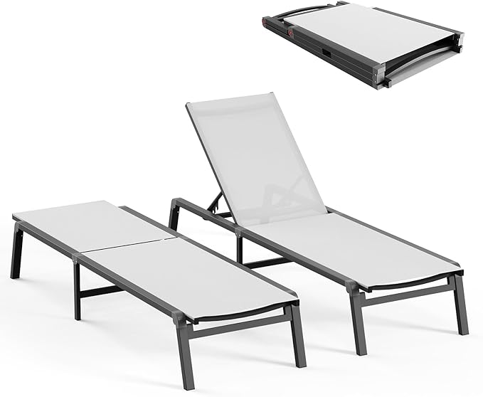 Patio Chaise Lounge Chair, Foldable Lounge Chair