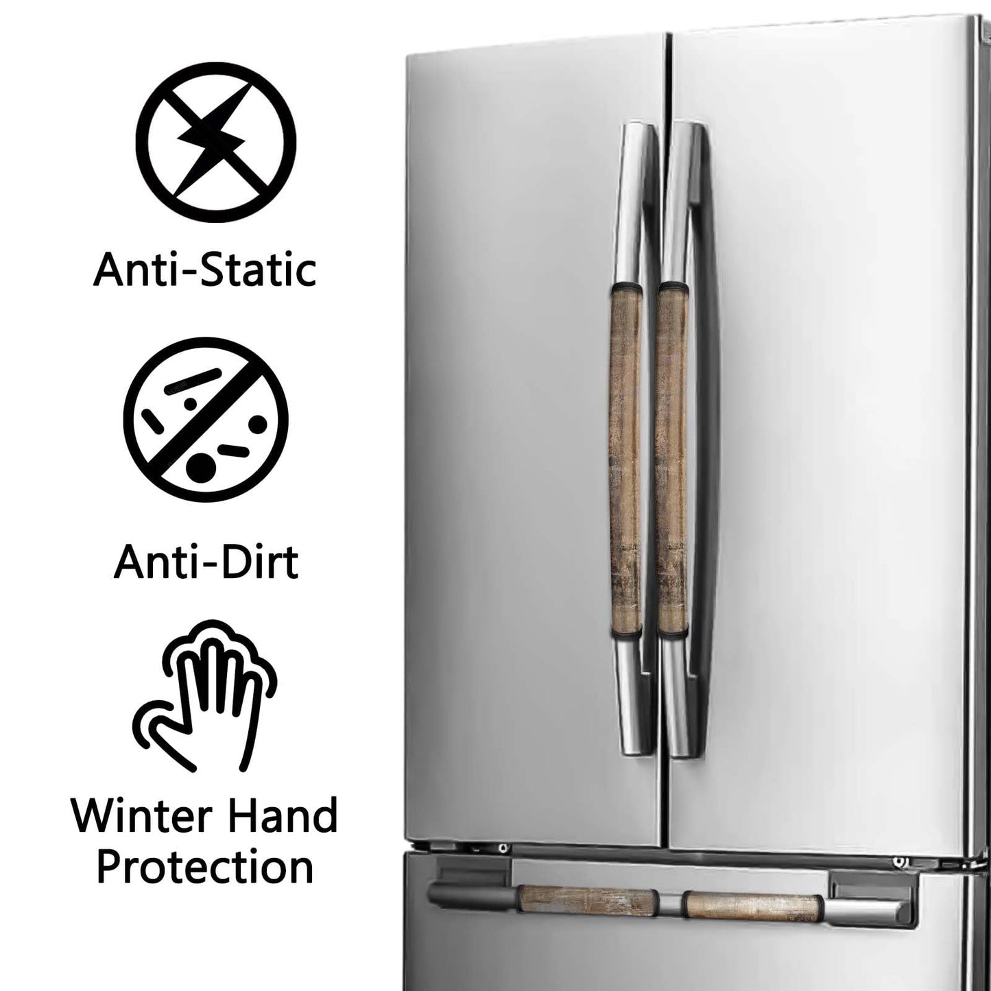 MCALK 4 Pc Brown Kitchen Handle Covers Set, Dark Brown Refrigerator & Microwave Handle Covers, Suitable for Ovens and Dishwashers, Washable, Durable, Anti-Slip, Abstract Art Decor
