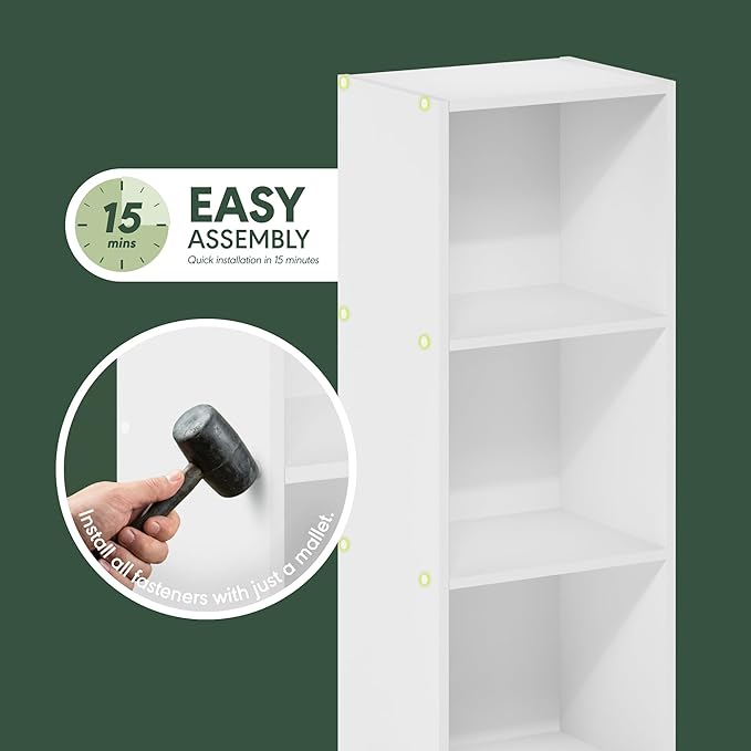 Furinno Pasir 3-Tier No Tool Assembly Open Shelf Bookcase