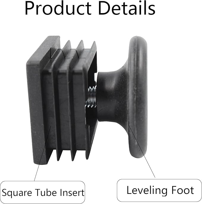 8Pcs Adjustable Leveling Feet 38 x 38mm Square Insert Kit Furniture Glide