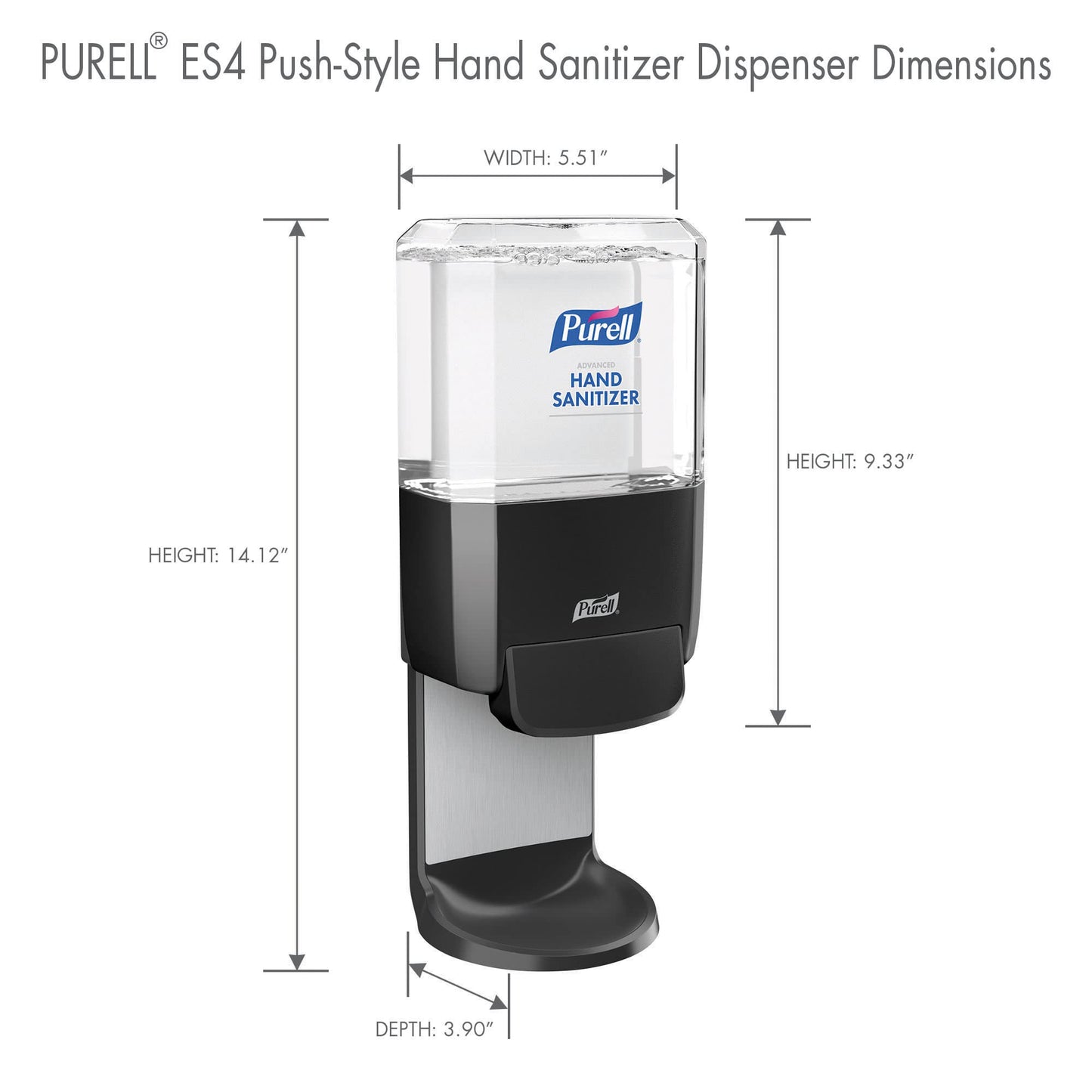 PURELL ES4 Manual Hand Sanitizer Dispenser, Graphite, Compatible with 1200 mL PURELL ES4 Hand Sanitizer Refills (Pack of 1) - 5024-01