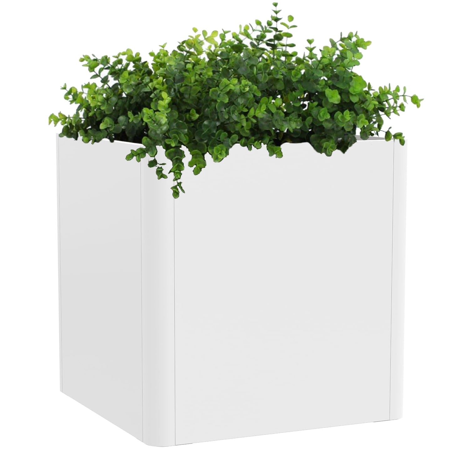 Gardenaire White Steel Square Planter 24" L x 24" W x 25" H,Cube Heavy Duty Flower Pot for Outdoor Plants with Drainage Holes,Metal Planter Box for Indoor and Outdoor All-Weather Use