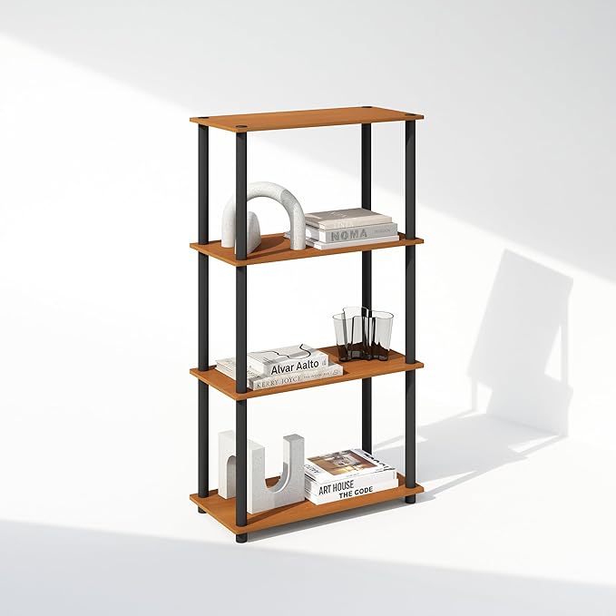 Furinno Turn-N-Tube Book Shelf, 4-Tier Bookshelf, Bookcase