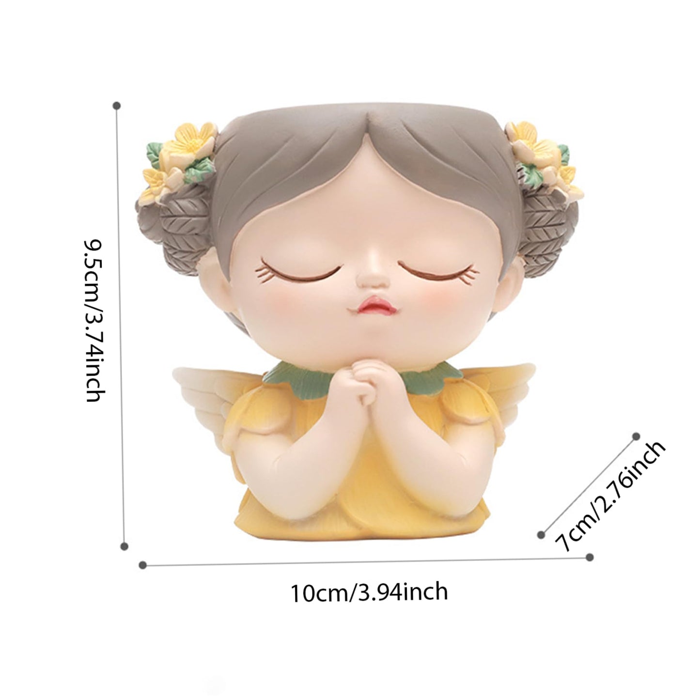 Face Planter Fairy Girl Face Pots Resin Plants Pot with Drainage Hole Small Cute Girl Face Succulent Pots for Indoor Outdoor Plants Tiny Cactus Thinking