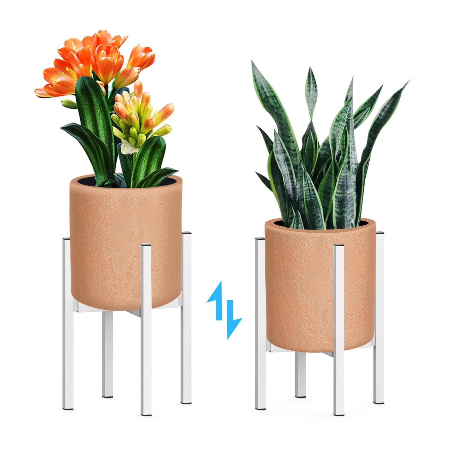 DDPow Heavy Plant Stand for 10"-16" Plant Pot Indoor Outdoor Corner, Adjustable Metal Heavy Duty for Large Pot (White 1 Pack)