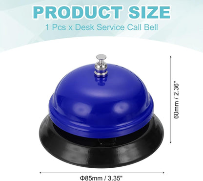 uxcell Desk Service Call Bell, 3.35 Inch Metal Dinner Service Bell Ring for Hotel Restaurant Reception Area and Wedding Party Events, Blue