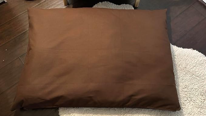 Natural Cotton Canvas Dog Bed – Raw Cotton Filled Pet Cushion Insert, Breathable Eco-Friendly Dog Mattress, Durable Washable Cover with Zipper (Dark Brown, Small 36"x22"x3")