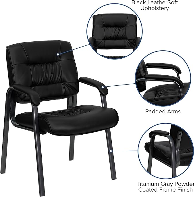 Flash Furniture Haeger Black LeatherSoft Executive Side Reception Chair
