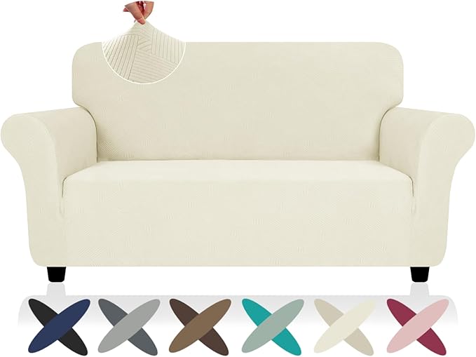 ZNSAYOTX Super Stretch Loveseat Covers, New Striped Love Seat Slipcover