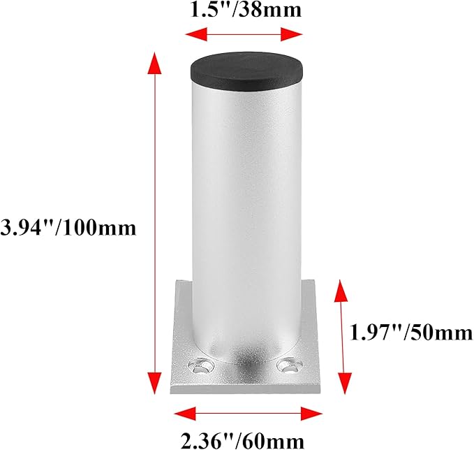 Set of 4 Furniture Legs 4 Inch, Adjustable Aluminum Alloy Cabinet Legs