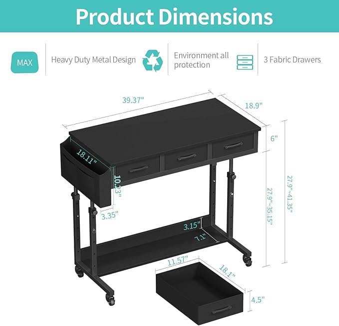 Rolling Standing Desk Adjustable Height