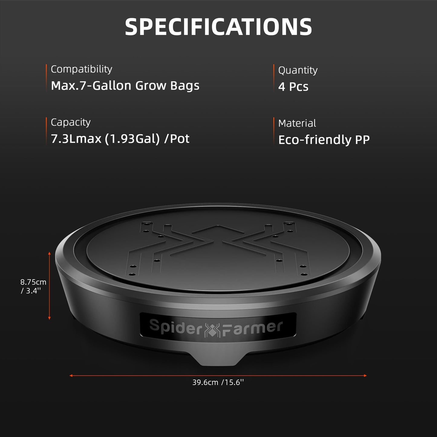 Spider Farmer Gravity-Fed Self-Watering System, 4-Pack Auto Watering System with 13 Gallon Reservoir, 4 Fabric Pot Base for Indoor Plants, Grow Tents, Greenhouses