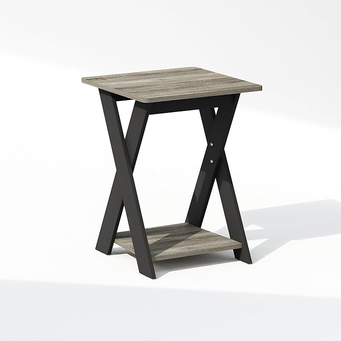 Furinno TIDUR Night Stand, Open Shelf Design X-Legs Nightstand, Criss-Crossed