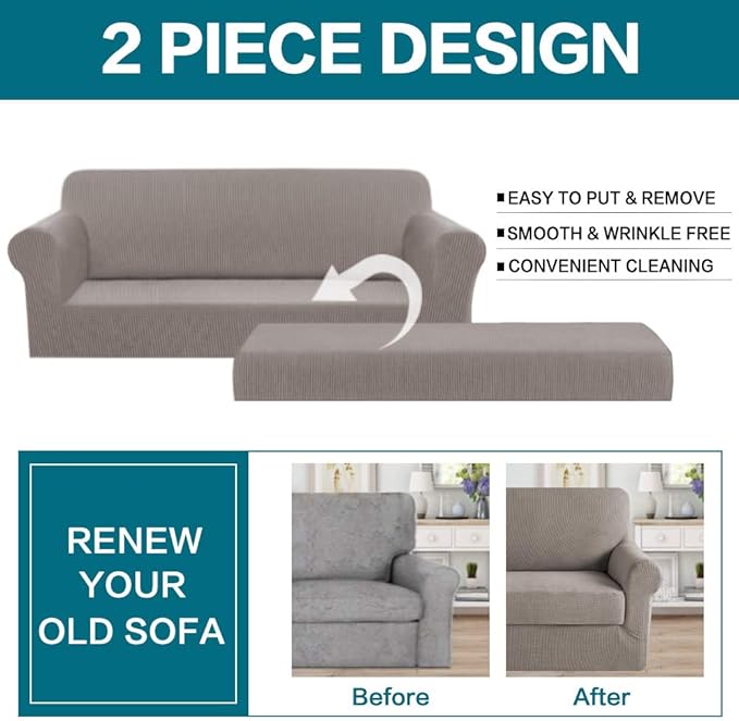 Turquoize Stretch Sofa Slipcover 2 Pieces Sofa Cover Couch Cover