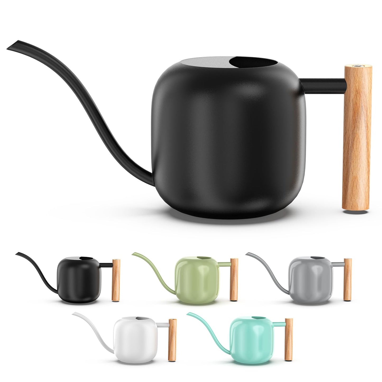 Green Moon Water Can Indoor Plant Black 1.2L/41oz with Long Spout Small Water Can Metal Watering Can Pot for Indoor House Plant Bonsai Outdoor Garden Flowers Decorative