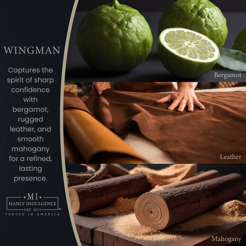 Manly Indulgence Wingman Scented Candles for Men, 2 Wick, 16.5 oz, Premium Soy Blend Wax, 60H Burn, Candles for Home Scented - Made in The USA