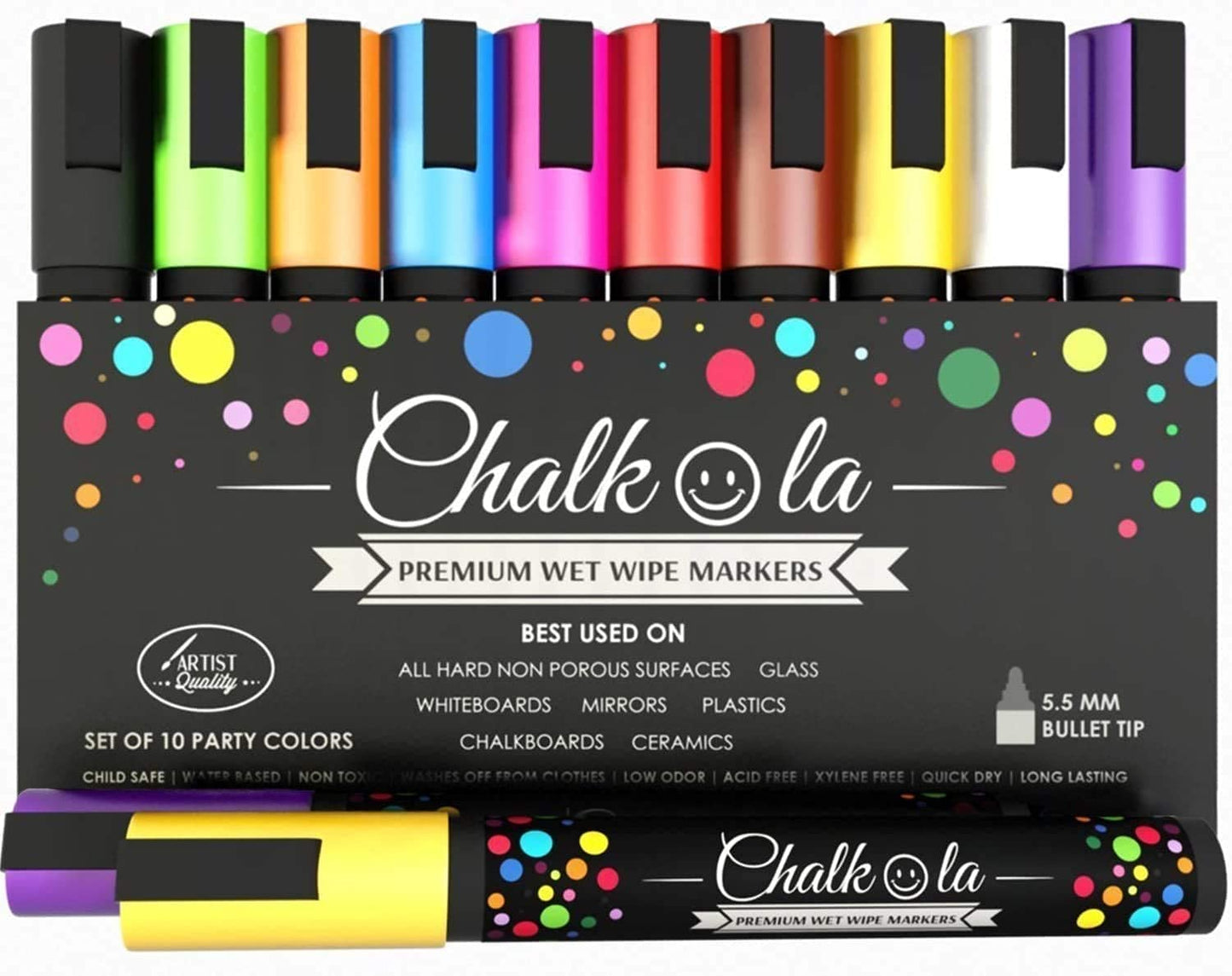 Chalkola Artist Bundle- 10 Neon 6mm + 8 Neon 15mm Chalk Markers