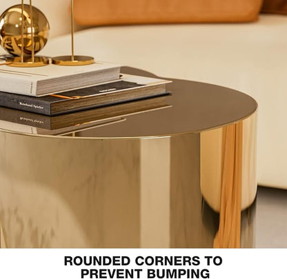 IKIFLY Modern Gold Stainless Coffee Table, Small Cloud Fashion Design Accent Table for Living Room Bedroom