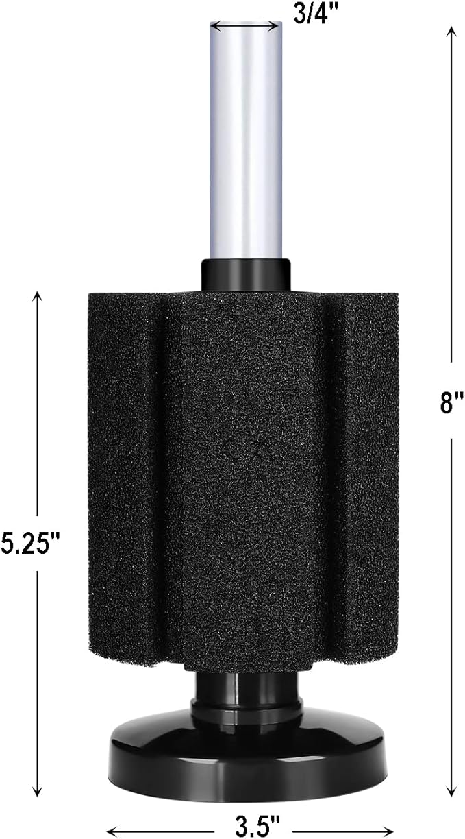 AQUANEAT Aquarium Air Powered Sponge Filter, Fish Tank Bio Bubble Filter with Airline Tubing, Valves, Suction Cup(Up to 50Gal)