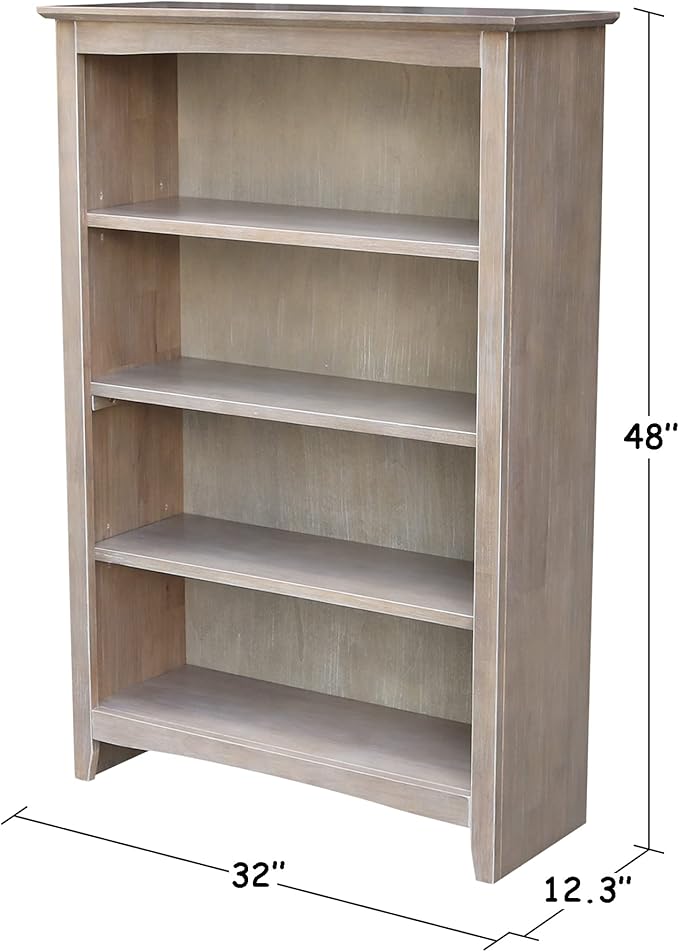 Shaker Solid Wood Bookcase, Washed Gray Taupe
