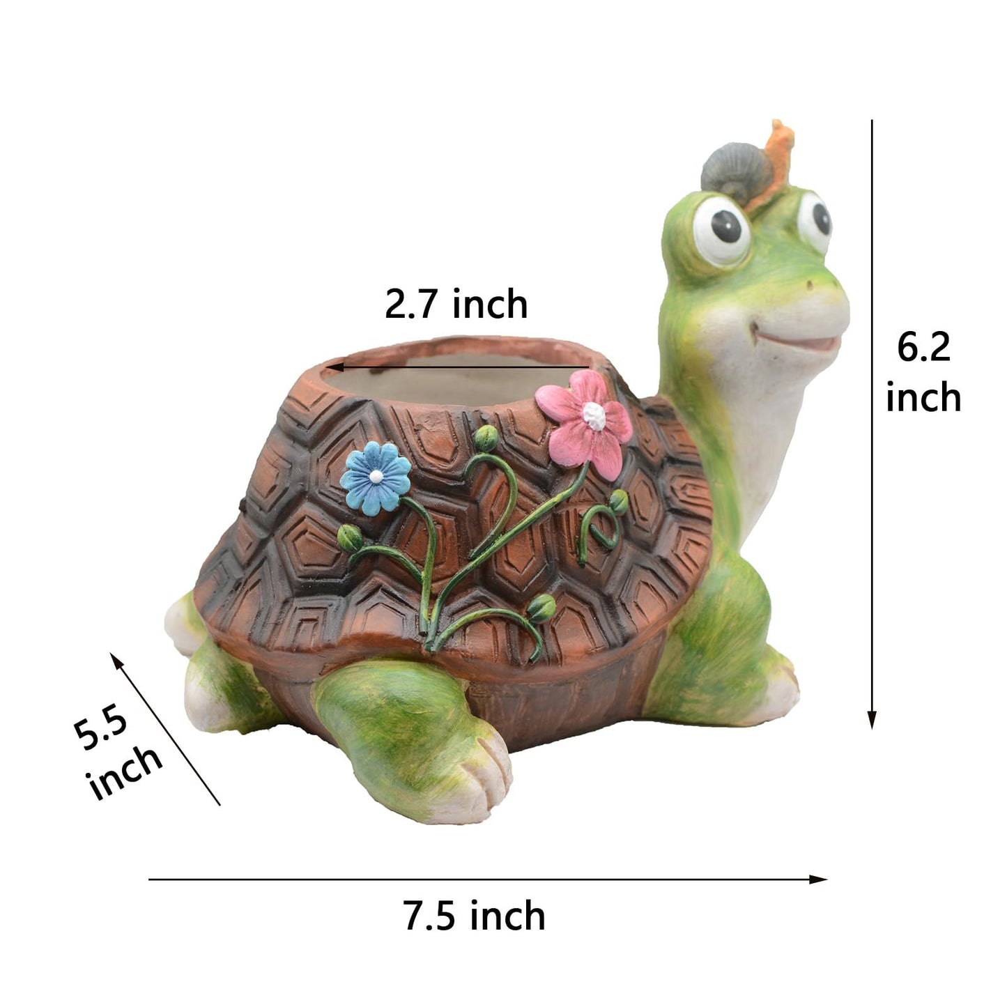 CALECACALO Turtle Plant Pots, Succulent Pots with Drainage Hole, Funny Tortoise Resin Flower Pots Planters for Outdoor Indoor Plants, Room Office Décor Plants NOT Included