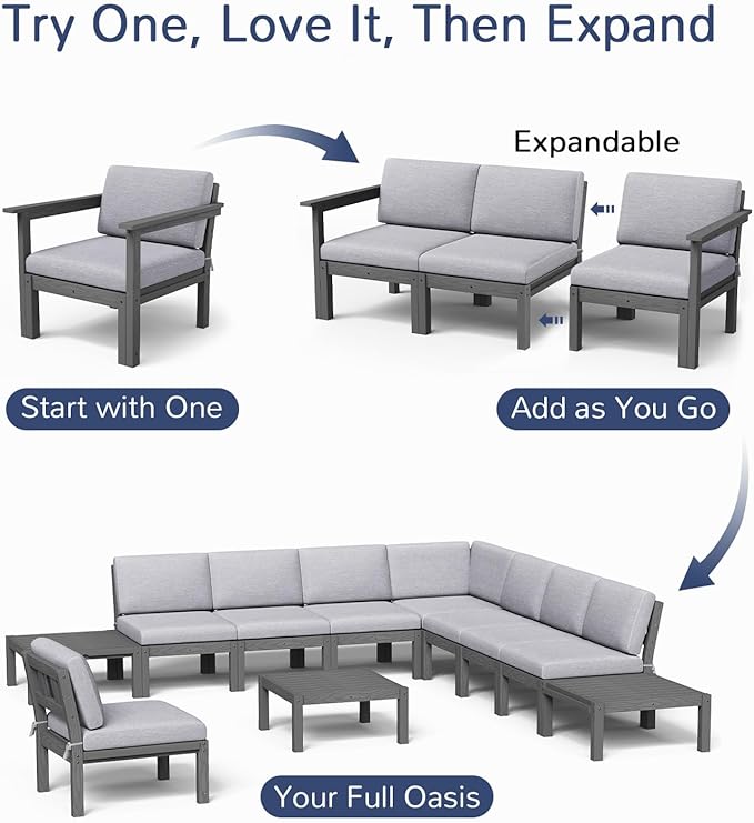 Stoog Patio Furniture Set, 6-Piece All-Weather Outdoor Sectional Sofa Set