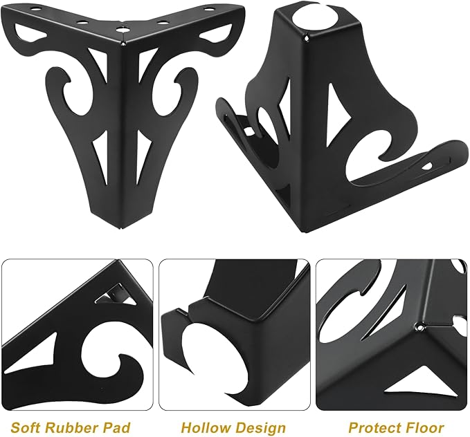 Piutouyar 4 Inch Hollow Out Furniture Legs Set of 4, Modern Triangle Couch Feet