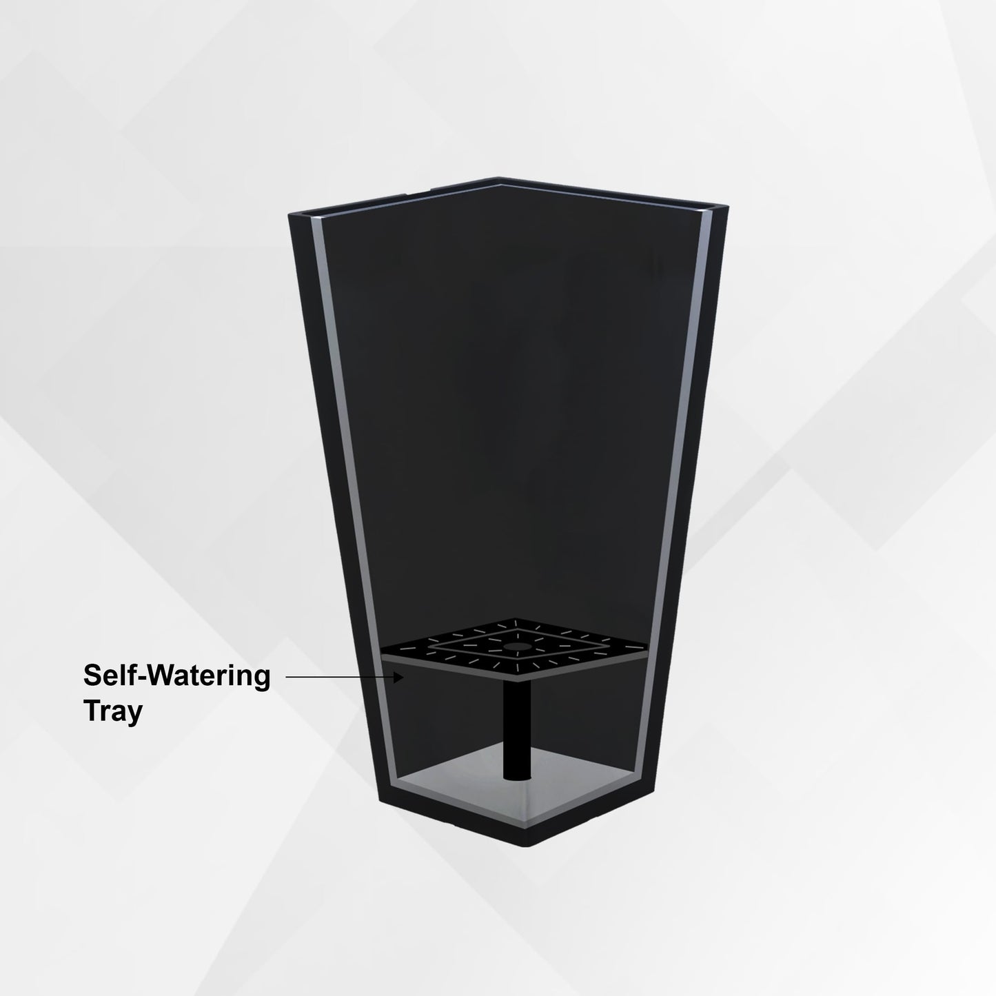 XBrand Modern 28-Inch Square Planter, Modern Tapered Black Perfect for Indoor & Outdoor, Patio Décor, Black