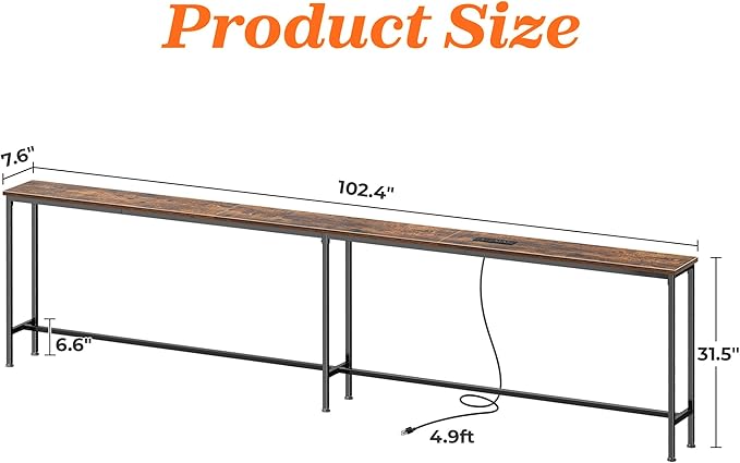 SUPERJARE 102.4 Inch Sofa Table